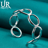 925 Silver 7 Circles Adjustable Bangle Bracelet Wedding Halloween Gift