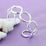 925 Silver 7 Circles Bangle Bracelet Adjustable Wedding Engagement Jewelry