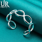 925 Silver 7 Circles Adjustable Bangle Bracelet Wedding Halloween Gift