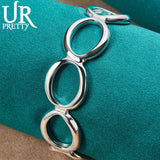 925 Silver 7 Circles Adjustable Bangle Bracelet Wedding Halloween Gift