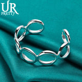 925 Silver 7 Circles Adjustable Bangle Bracelet Wedding Halloween Gift