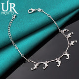 925 Silver 7 Dolphins Chain Bracelet for Men Women
