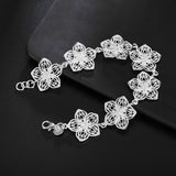 925 Sterling Silver Seven Flowers Chain Bracelet For Women