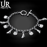 925 Silver Shoes&Bags Chain Bracelet Wedding Jewelry