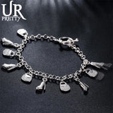 925 Silver Shoes&Bags Chain Bracelet Wedding Jewelry
