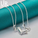 925 Silver Shoes Boots Pendant Necklace 18 Inch Chain Wedding Jewelry