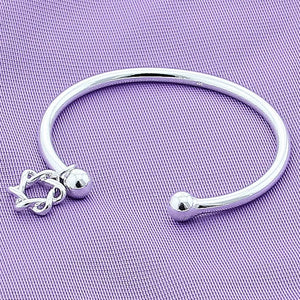 925 Silver 6 Pointed Star Bangle Bracelet For Women