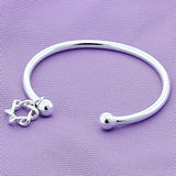925 Silver 6 Pointed Star Bangle Bracelet For Women