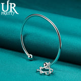 925 Silver 6 Pointed Star Bangle Bracelet For Women