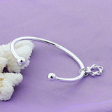 925 Silver 6 Pointed Star Bangle Bracelet For Women