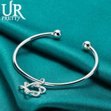 925 Silver 6 Pointed Star Bangle Bracelet For Women
