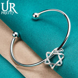 925 Silver 6 Pointed Star Bangle Bracelet For Women