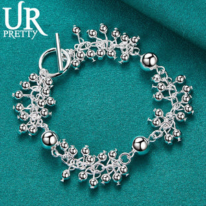 925 Silver Beads Chain Bracelet Smooth Style