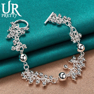925 Silver Beads Chain Bracelet Smooth Style