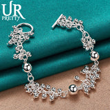 925 Silver Beads Chain Bracelet Smooth Style