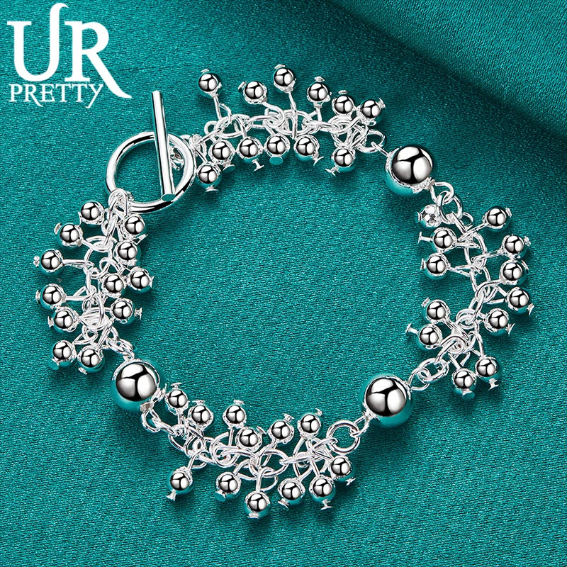 925 Silver Beads Chain Bracelet Smooth Style
