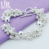 925 Sterling Silver Smooth Beads Chain Bracelet Wedding Engagement