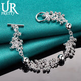 925 Silver Beads Chain Bracelet Smooth Style