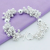 925 Sterling Silver Smooth Beads Chain Bracelet Wedding Engagement
