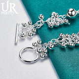 925 Sterling Silver Smooth Beads Chain Bracelet Wedding Engagement