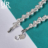 925 Silver Braided Grape Beads Chain Bracelet Wedding Charm Jewelry