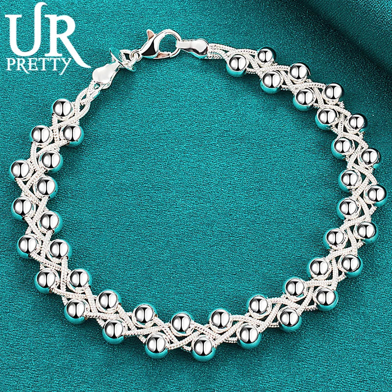 925 Silver Braided Grape Beads Chain Bracelet Wedding Charm Jewelry