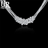 925 Silver Smooth Bead Ball Grapes Necklace 18 Inches Chain Woman Jewelry