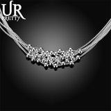 925 Silver Smooth Bead Ball Grapes Necklace 18 Inches Chain Woman Jewelry