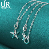 925 Silver Starfish Pendant Necklace for Women, Wedding Jewelry