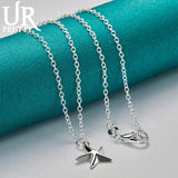 925 Silver Starfish Pendant Necklace for Women, Wedding Jewelry