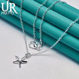 925 Silver Starfish Pendant Necklace for Women, Wedding Jewelry