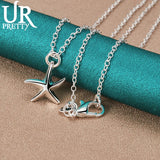 925 Silver Starfish Pendant Necklace for Women, Wedding Jewelry