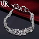 925 Silver Smooth Bead Ball Chain Bracelet Women Engagement Jewelry