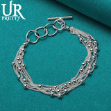 925 Silver Smooth Bead Chain Bracelet For Women