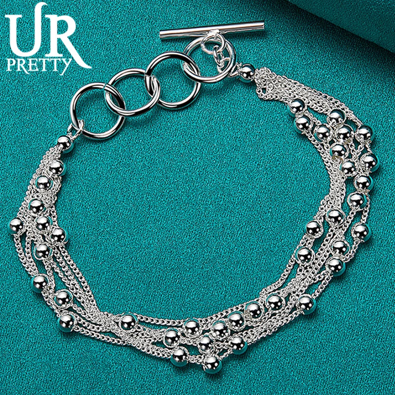 925 Silver Smooth Bead Chain Bracelet For Women
