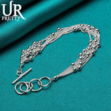 925 Silver Smooth Bead Chain Bracelet For Women
