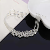 925 Silver Smooth Bead Ball Chain Bracelet Women Engagement Jewelry