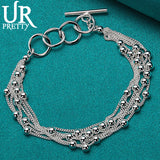 925 Silver Smooth Bead Chain Bracelet For Women