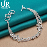 925 Silver Smooth Bead Chain Bracelet For Women