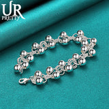 925 Sterling Silver Smooth Beads Double Chain Bracelet For Men Women
