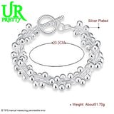 925 Silver Grape Bead Chain Bracelet For Women