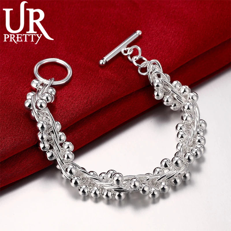 925 Silver Grape Bead Chain Bracelet For Women