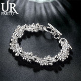 925 Silver Grape Bead Chain Bracelet For Women