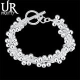 925 Silver Grape Bead Chain Bracelet For Women