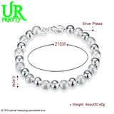 925 Silver Matte 8mm Bead Chain Bracelet Women
