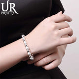 925 Silver Matte 8mm Bead Chain Bracelet Women