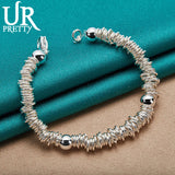 925 Sterling Silver Multi-Ring Chain Bracelet for Men & Women