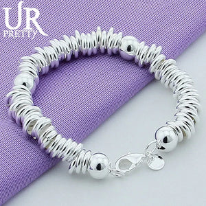 925 Silver Multi-Ring Chain Bracelet Wedding Engagement Jewelry