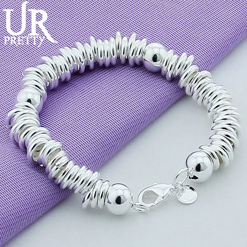 925 Silver Multi-Ring Chain Bracelet Wedding Engagement Jewelry