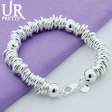 925 Silver Multi-Ring Chain Bracelet Wedding Engagement Jewelry